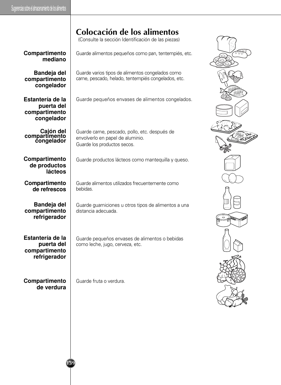 Colocación de los alimentos | LG LSC27990TT User Manual | Page 137 / 191
