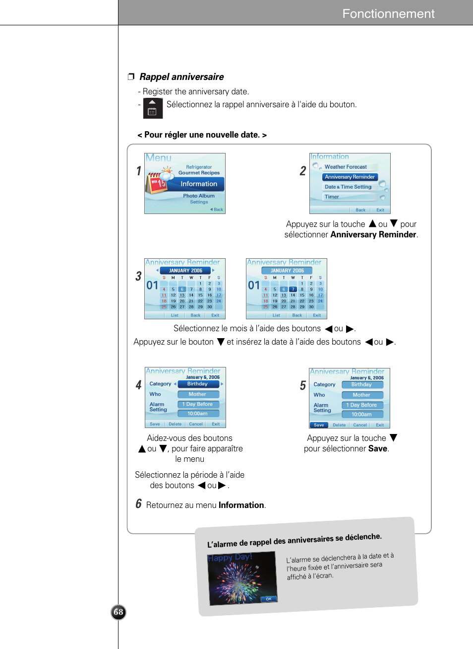 Fonctionnement | LG LSC27990TT User Manual | Page 67 / 191