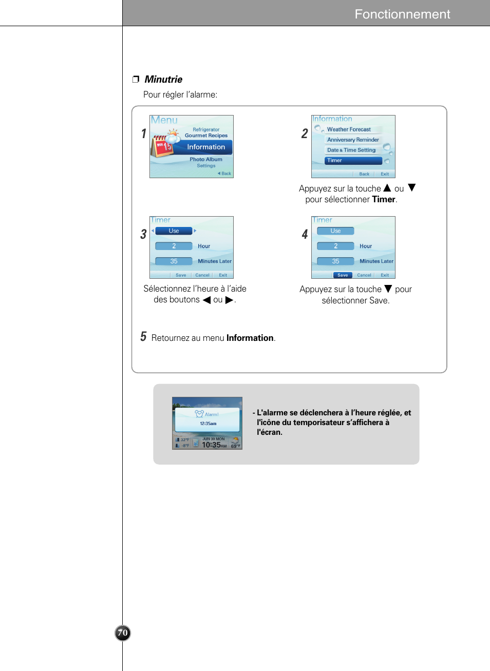 Fonctionnement | LG LSC27990TT User Manual | Page 69 / 191