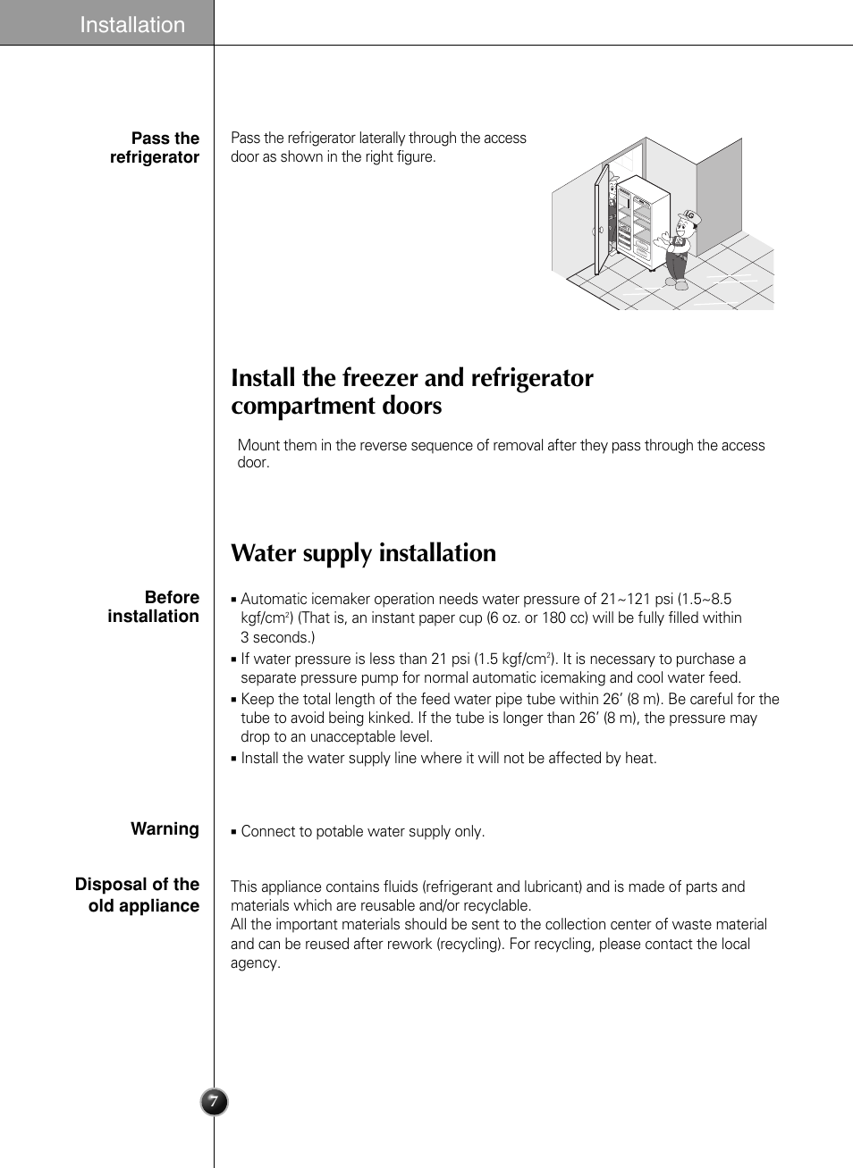 Installation | LG LSC27990TT User Manual | Page 7 / 191