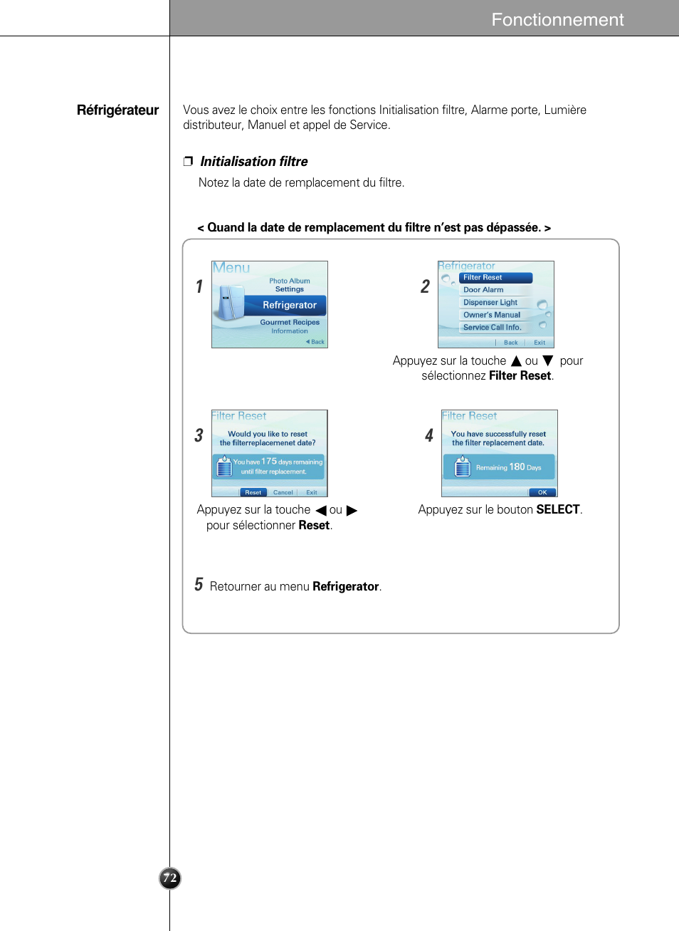 Fonctionnement | LG LSC27990TT User Manual | Page 71 / 191