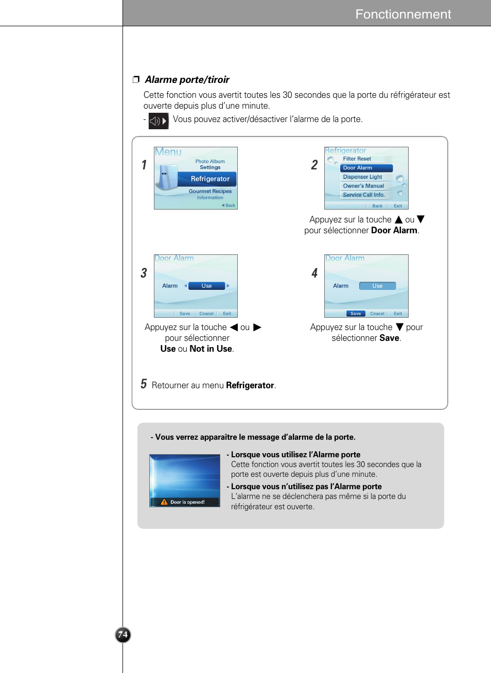 Fonctionnement | LG LSC27990TT User Manual | Page 73 / 191