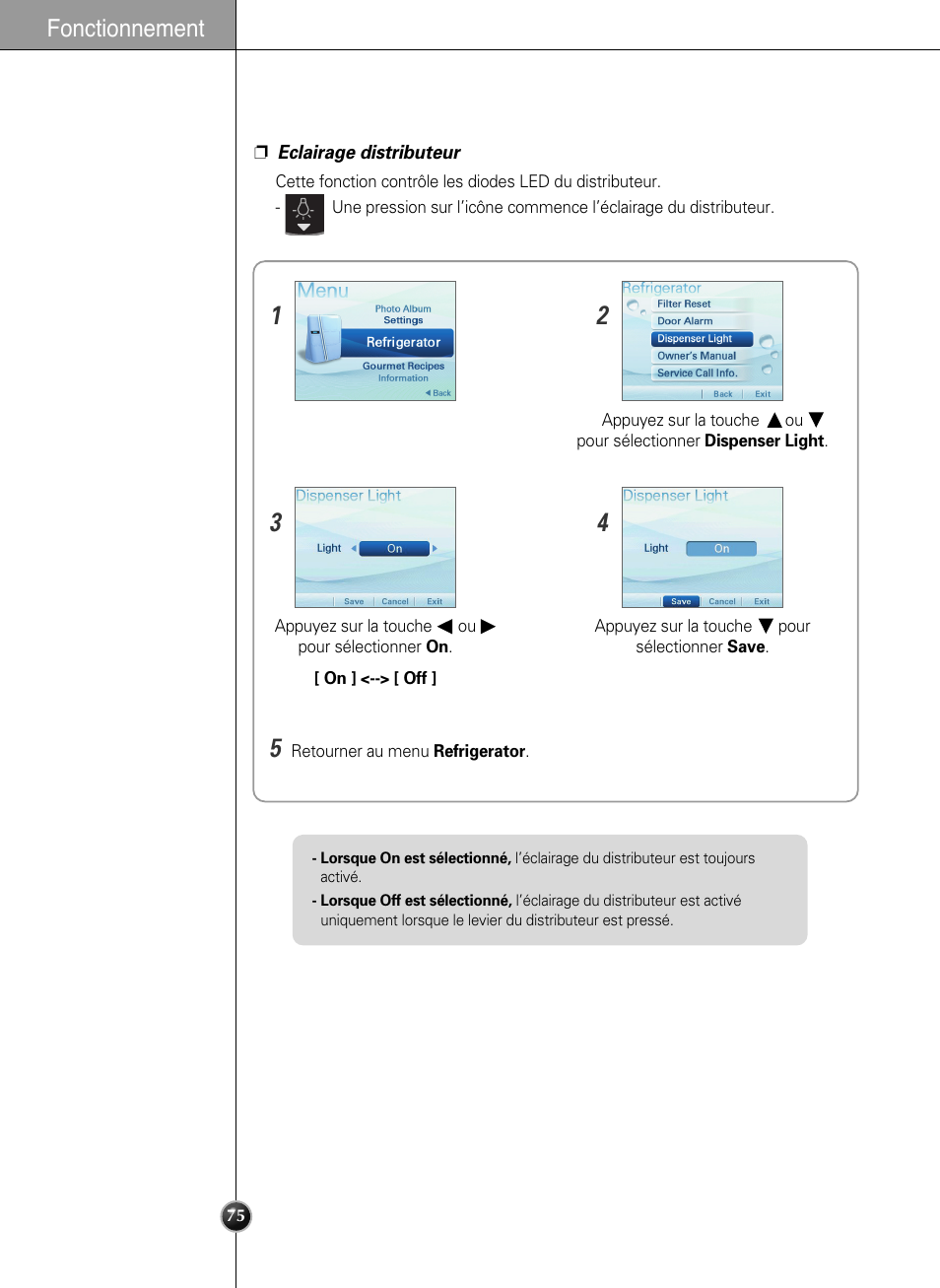 Fonctionnement | LG LSC27990TT User Manual | Page 74 / 191