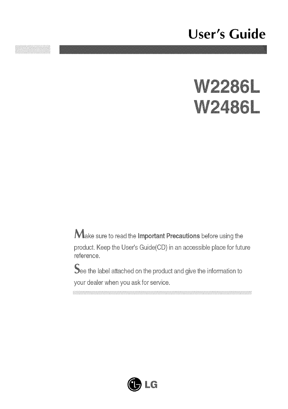 LG W286L User Manual | 33 pages