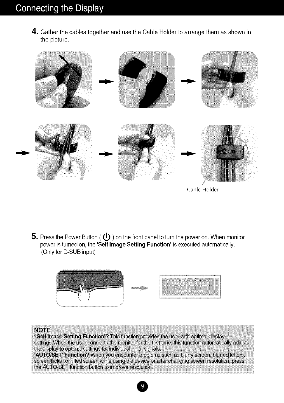 Note, Connecting the display | LG W286L User Manual | Page 10 / 33