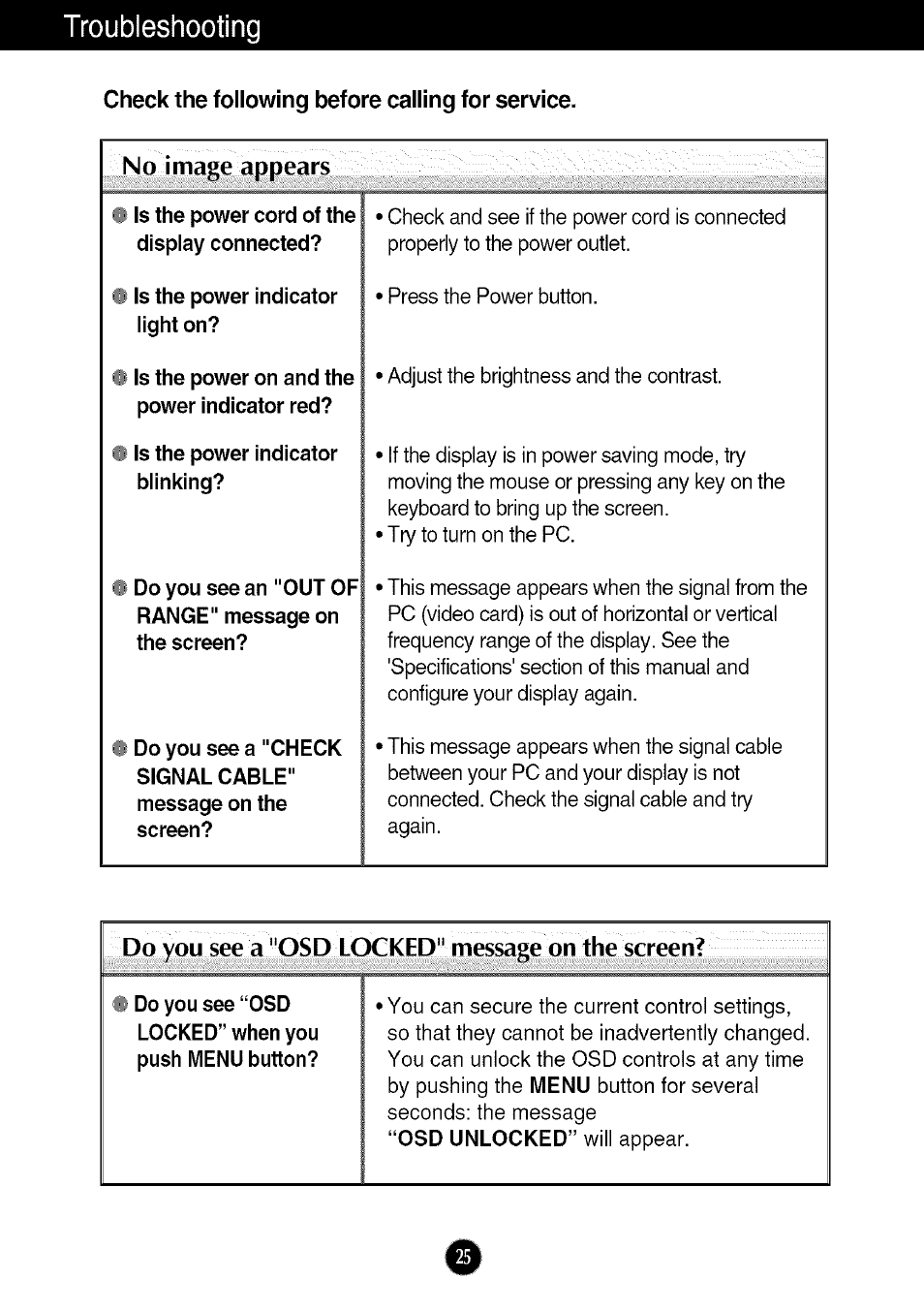 Troubleshooting | LG W286L User Manual | Page 26 / 33