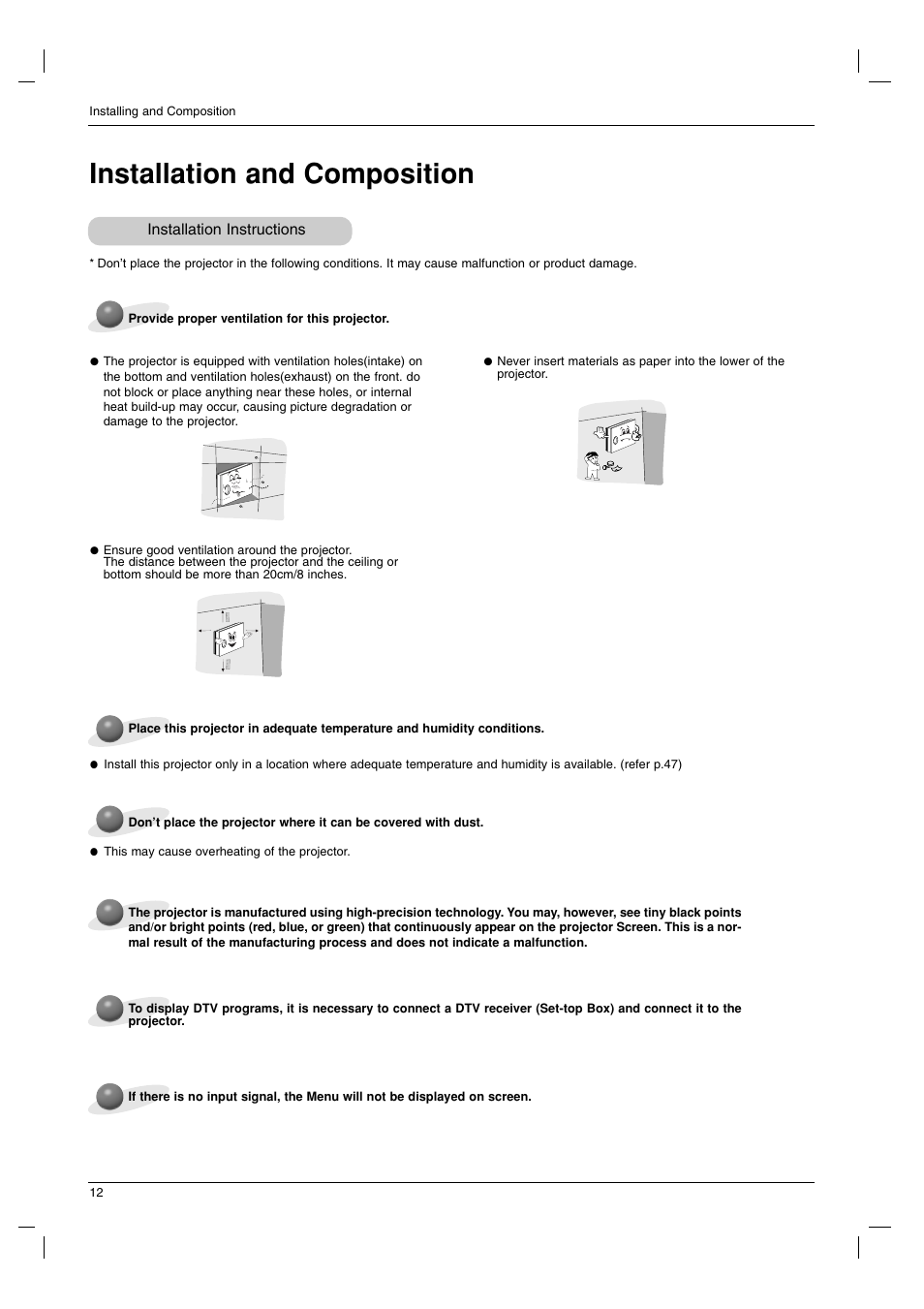 Installation and composition | LG AN110B-JD User Manual | Page 12 / 48