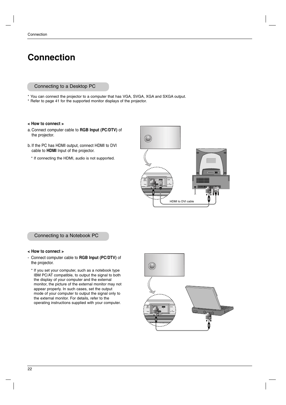 Connection | LG AN110B-JD User Manual | Page 22 / 48