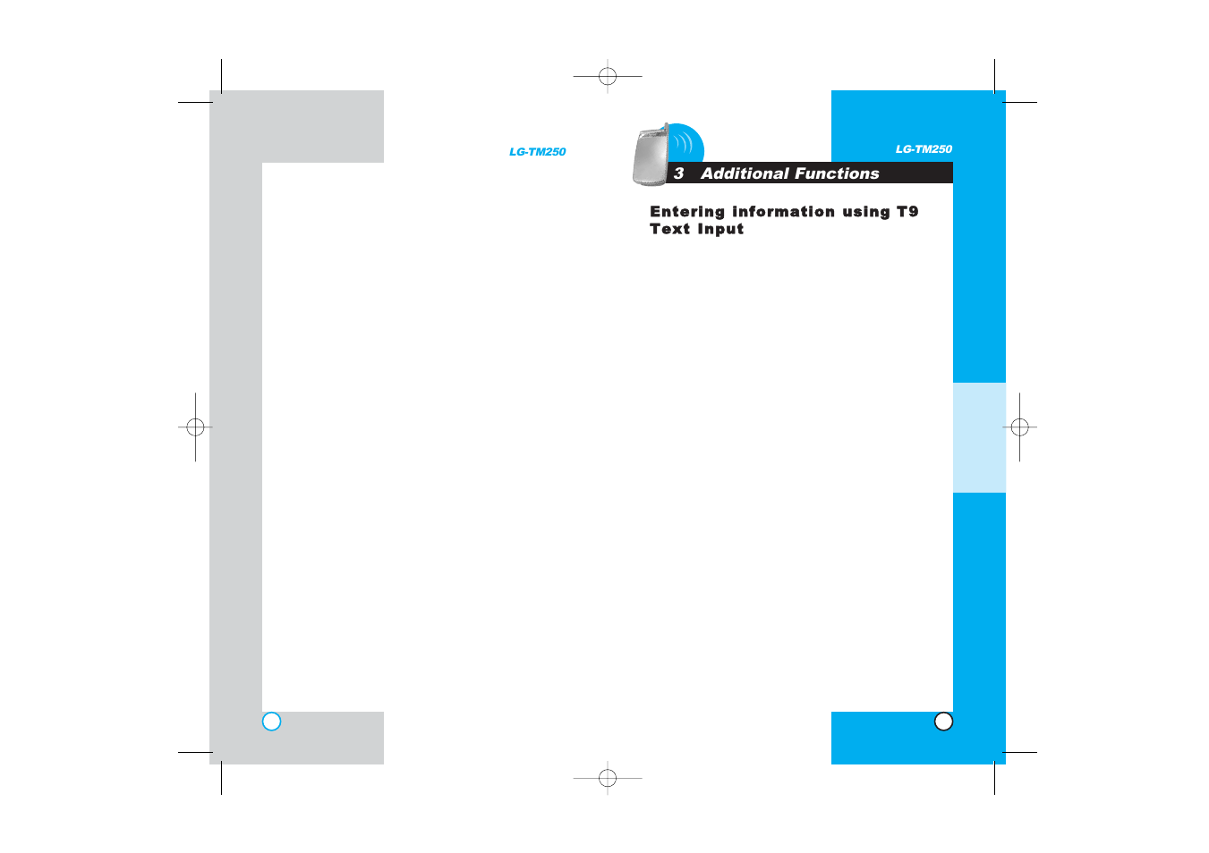 3 additional functions | LG -TM250 User Manual | Page 20 / 65