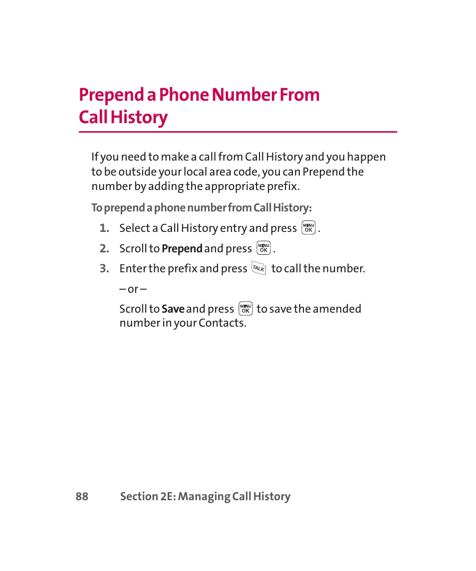 Prepend a phone number from call history | LG 160 User Manual | Page 101 / 416