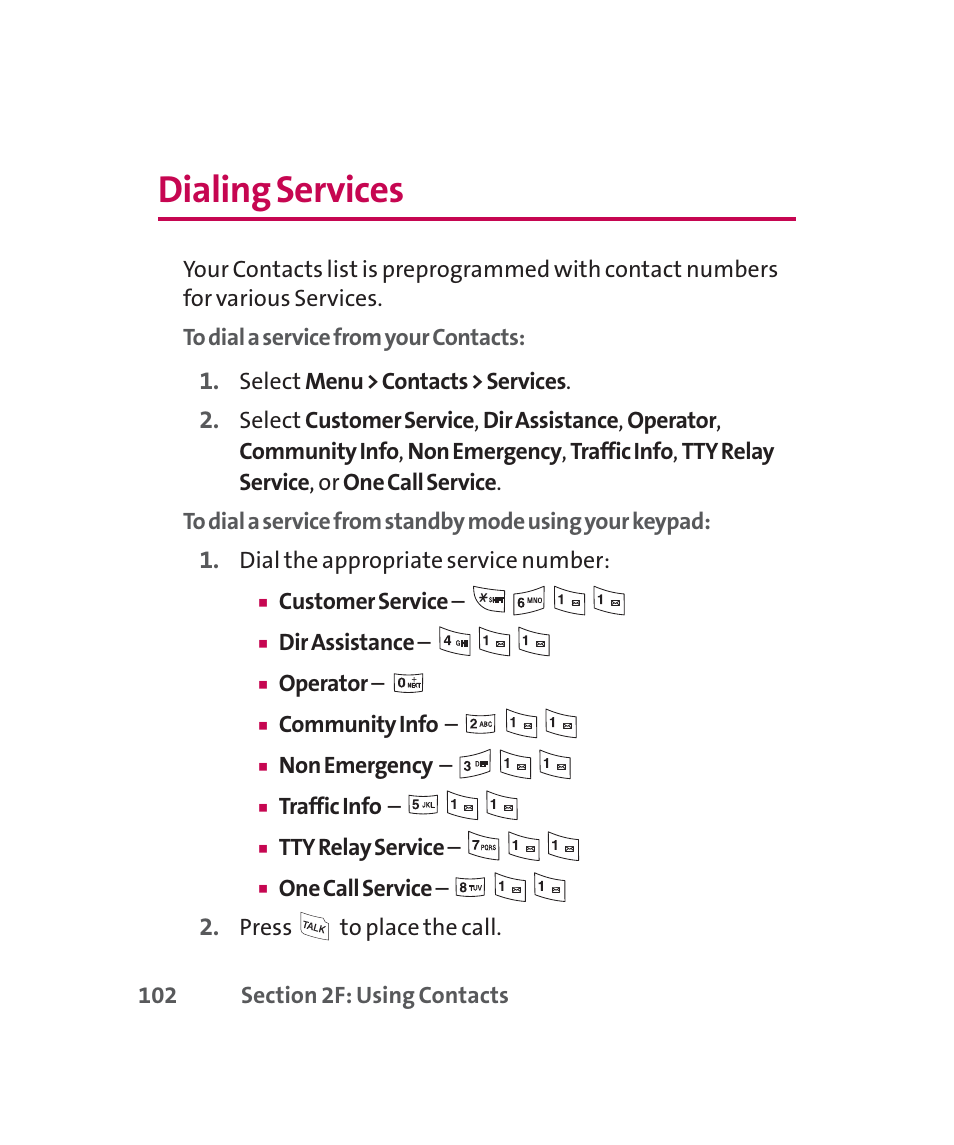 Dialing services | LG 160 User Manual | Page 115 / 416