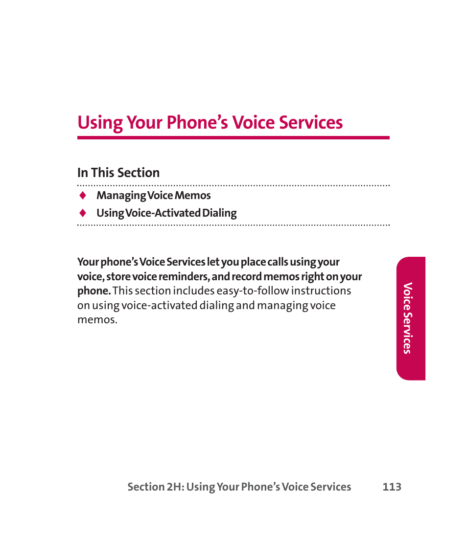 Using your phone’s voice services | LG 160 User Manual | Page 126 / 416