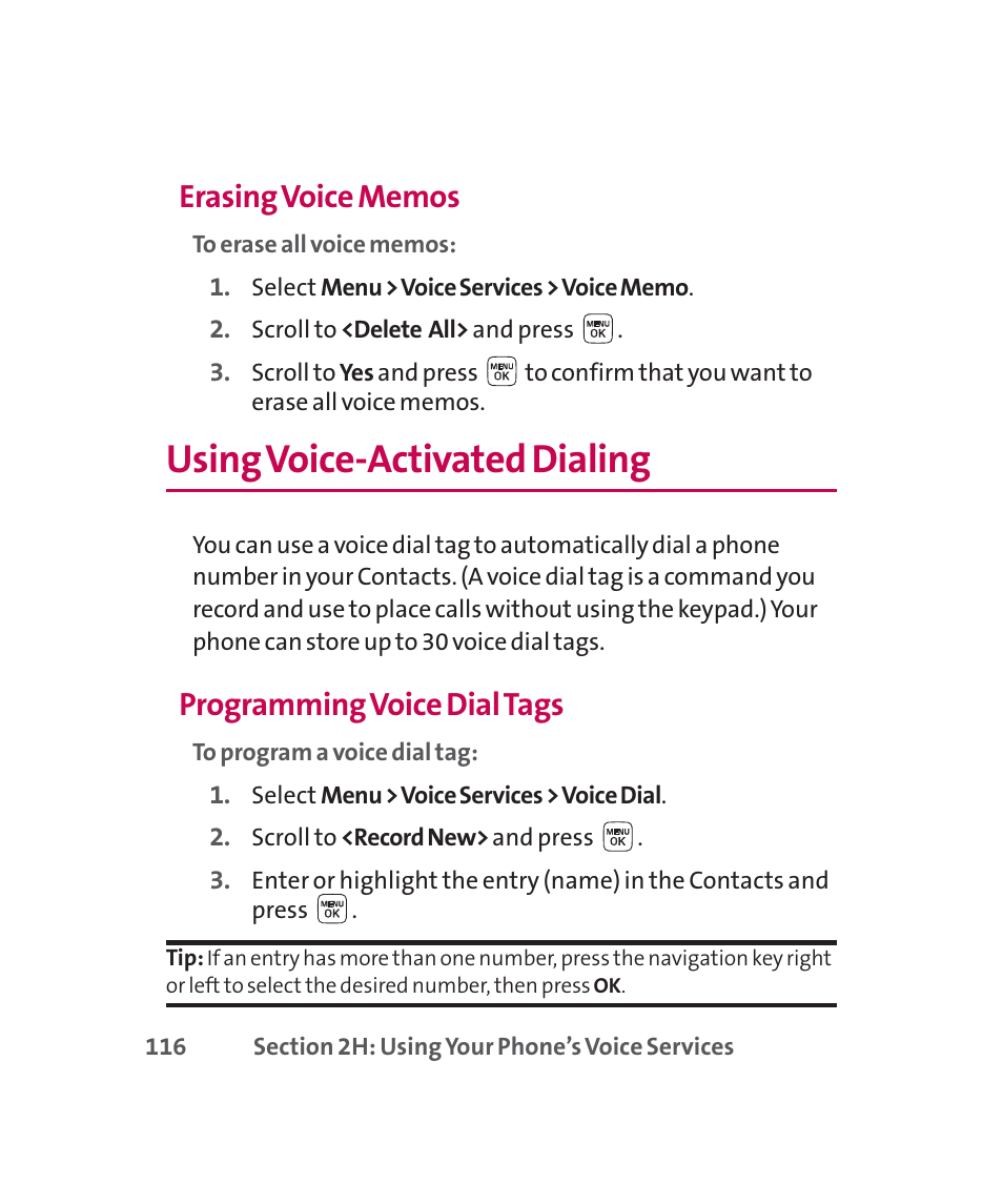 Using voice-activated dialing, Programming voice dial tags | LG 160 User Manual | Page 129 / 416