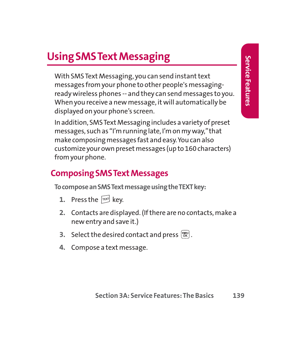 Using sms text messaging, Composing sms text messages | LG 160 User Manual | Page 152 / 416