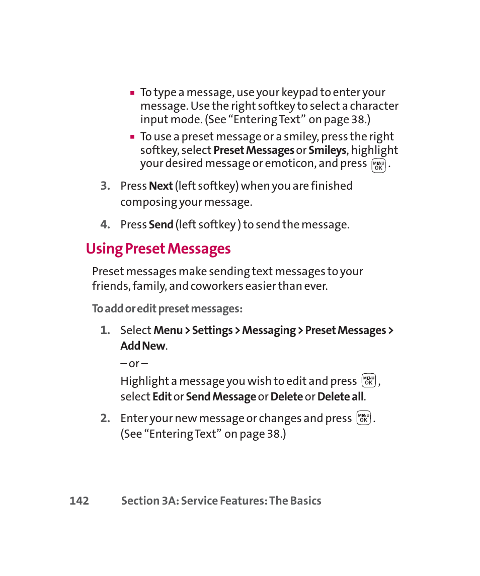 Using preset messages | LG 160 User Manual | Page 155 / 416