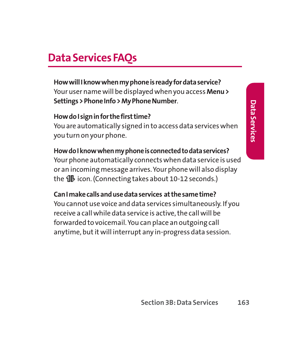 Data services faqs | LG 160 User Manual | Page 176 / 416