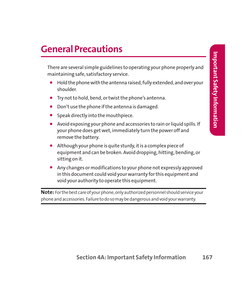 General precautions, Impor tan t saf ety inf orma tion | LG 160 User Manual | Page 180 / 416