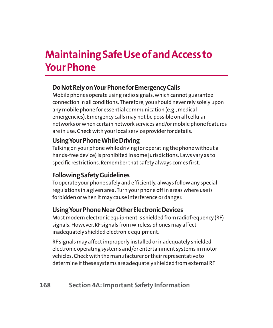 Maintaining safe use of and access to your phone | LG 160 User Manual | Page 181 / 416