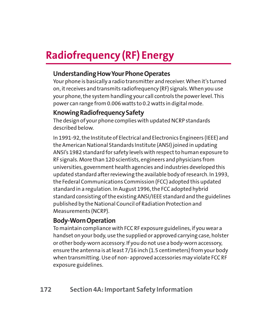 Radiofrequency (rf) energy | LG 160 User Manual | Page 185 / 416