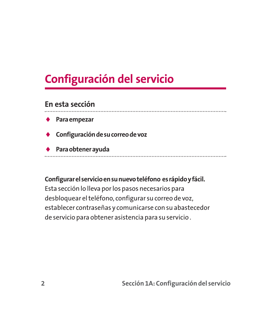 Configuración del servicio, Sección 1a | LG 160 User Manual | Page 212 / 416