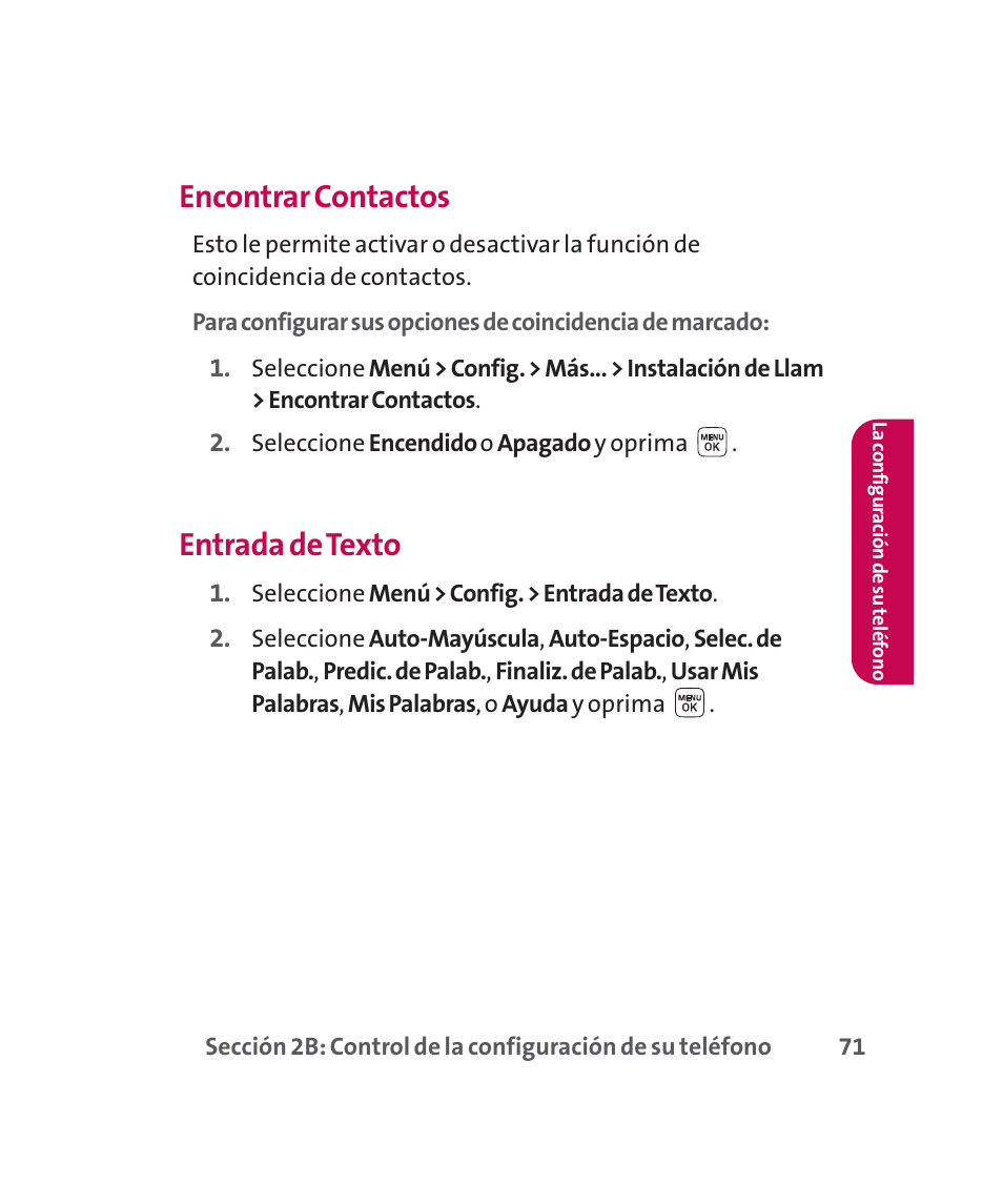 Encontrar contactos, Entrada de texto | LG 160 User Manual | Page 281 / 416