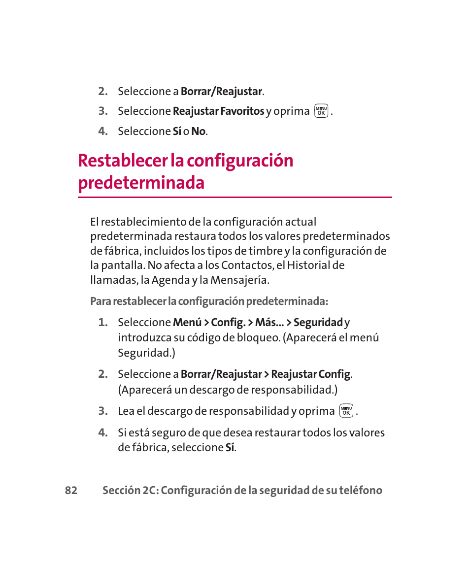 Restablecer la configuración predeterminada | LG 160 User Manual | Page 292 / 416