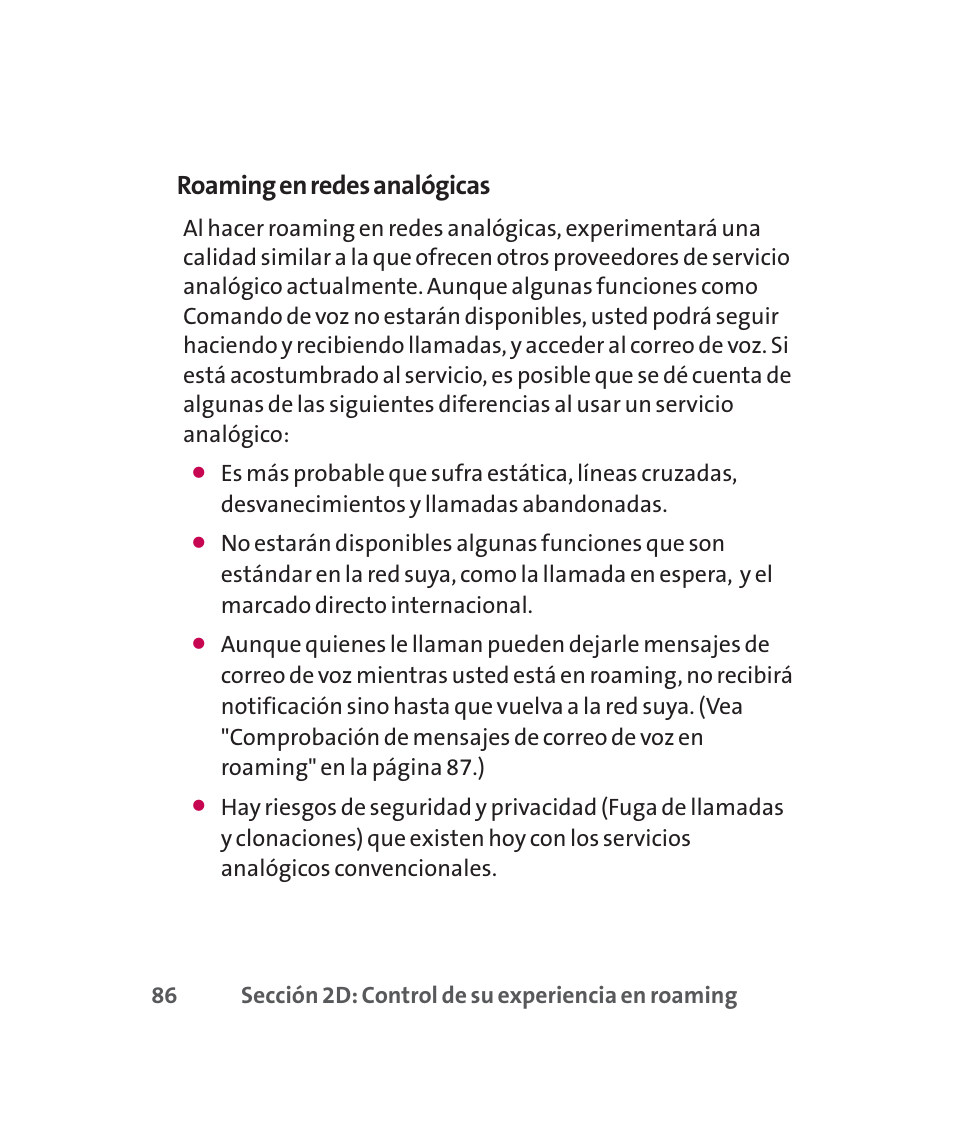 Roaming en redes analógicas | LG 160 User Manual | Page 296 / 416