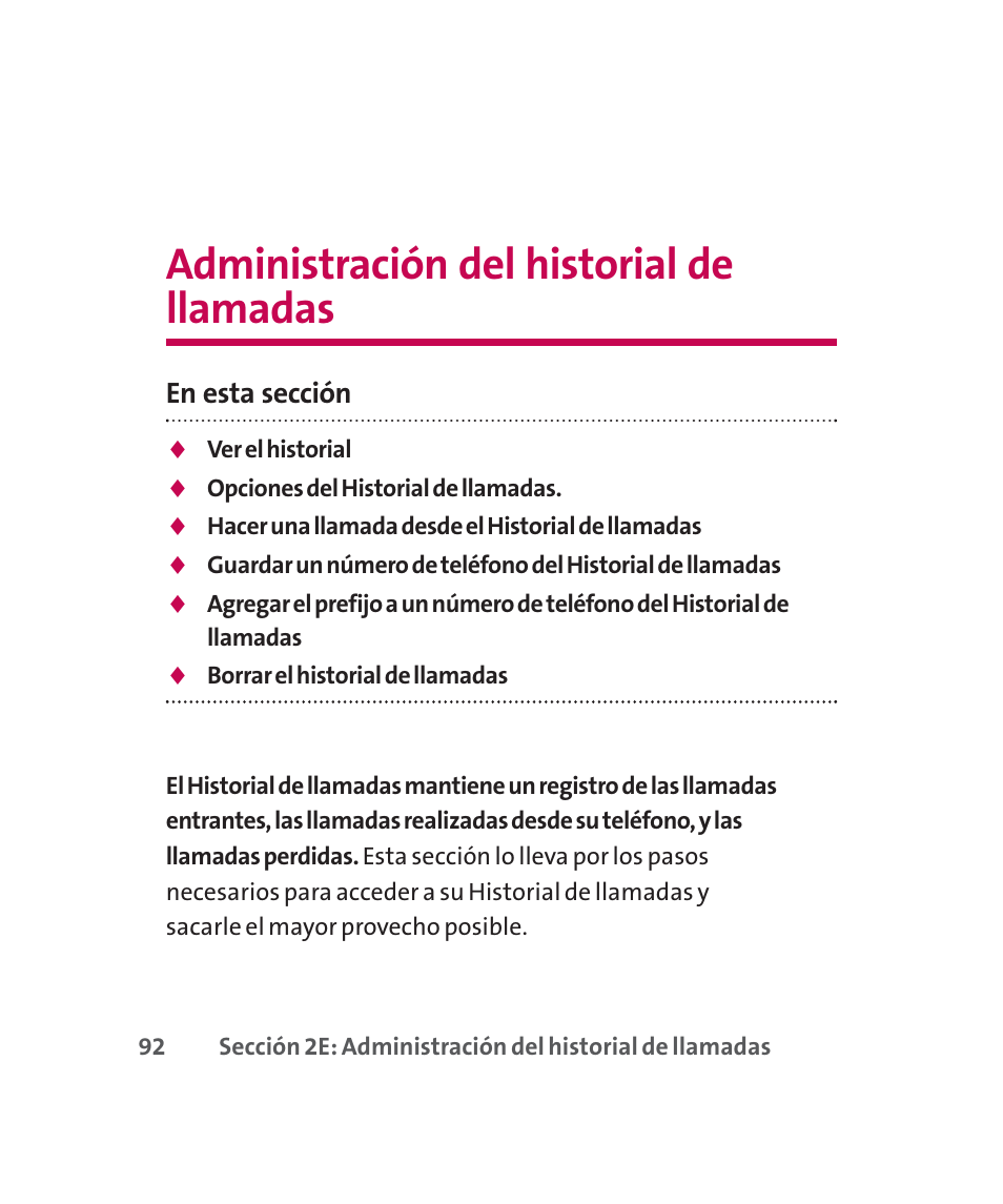 Administración del historial de llamadas, Sección 2d | LG 160 User Manual | Page 302 / 416