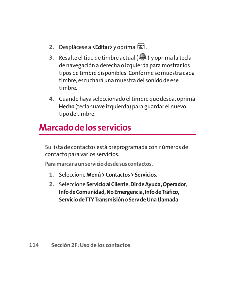 Marcado de los servicios | LG 160 User Manual | Page 324 / 416