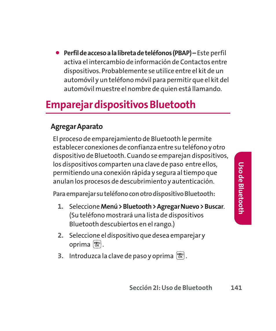 Emparejar dispositivos bluetooth | LG 160 User Manual | Page 351 / 416