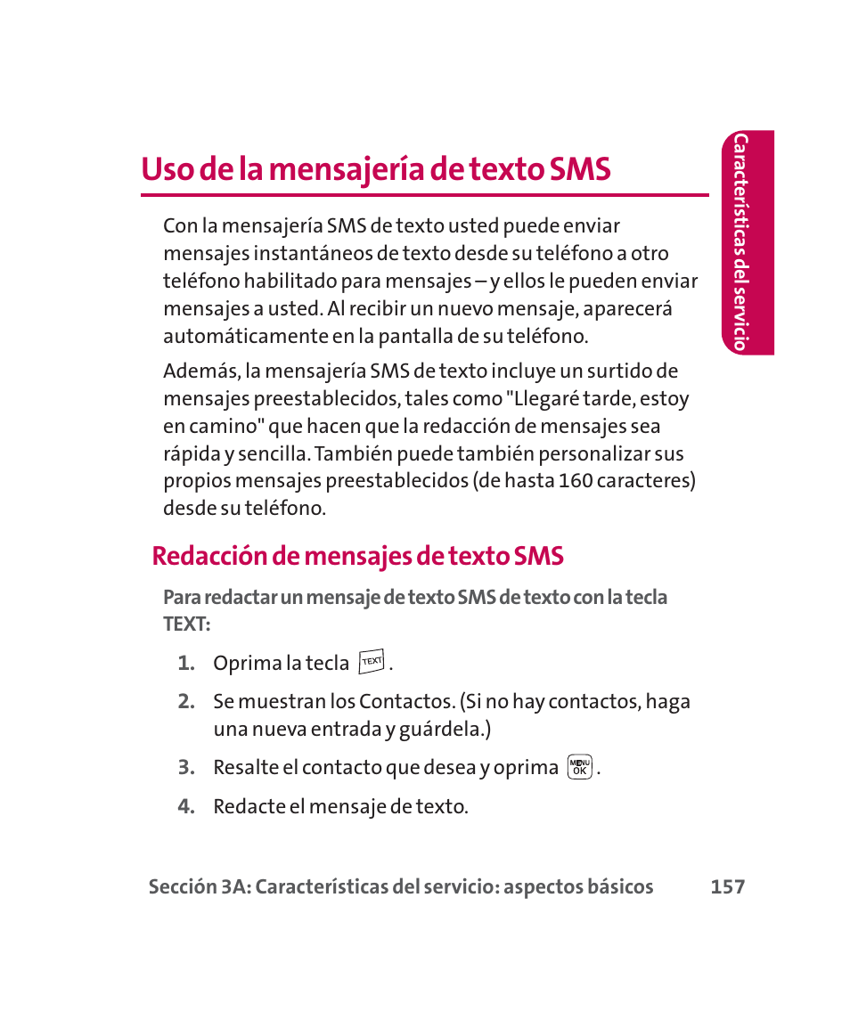 Uso de la mensajería de texto sms, Redacción de mensajes de texto sms | LG 160 User Manual | Page 367 / 416