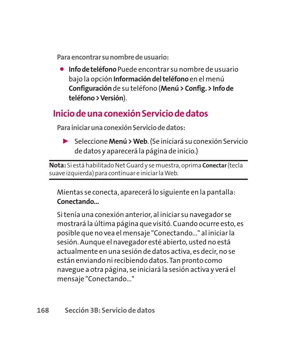 Inicio de una conexión servicio de datos | LG 160 User Manual | Page 378 / 416