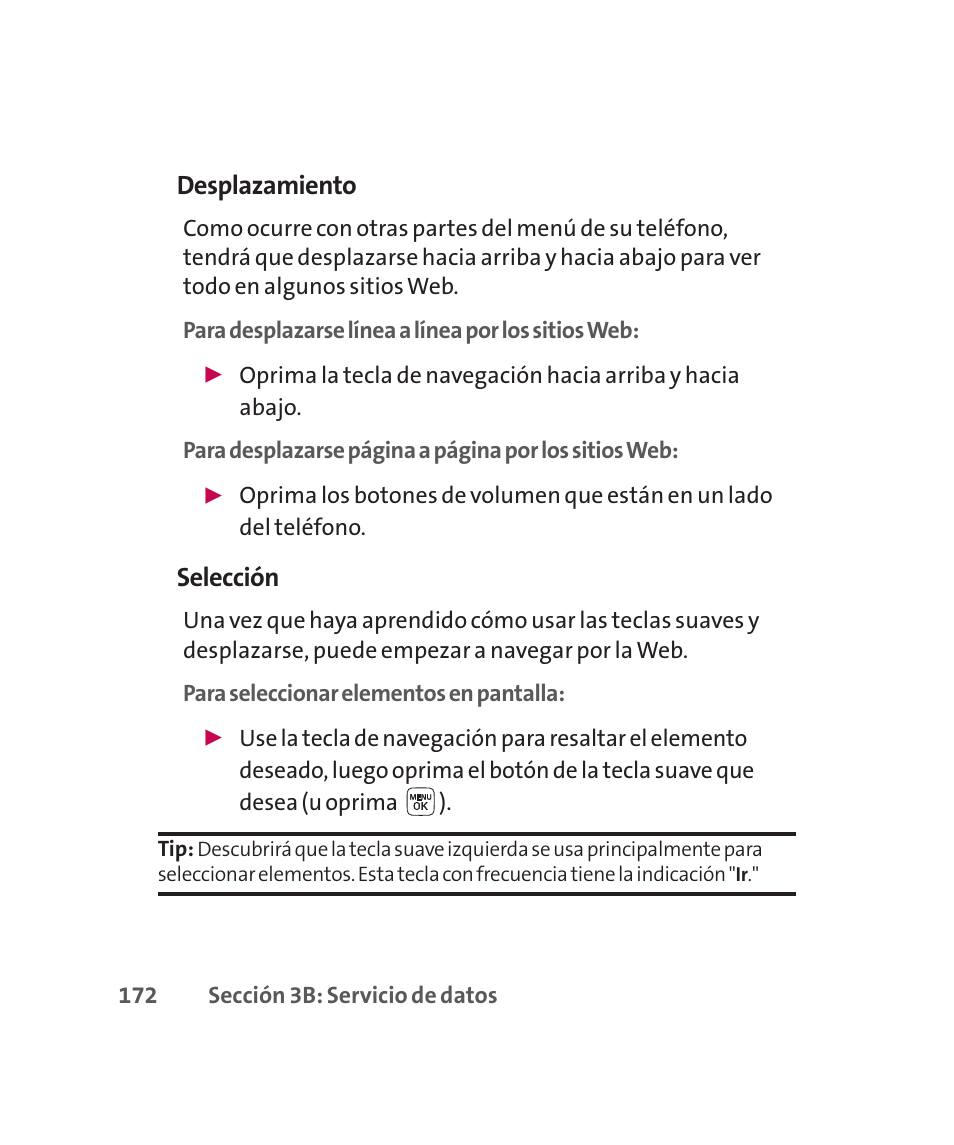 Desplazamiento, Selección | LG 160 User Manual | Page 382 / 416