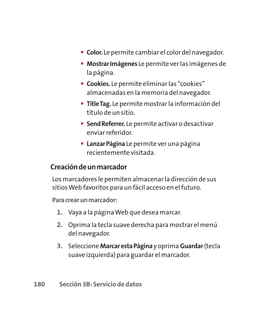 Creación de un marcador | LG 160 User Manual | Page 390 / 416