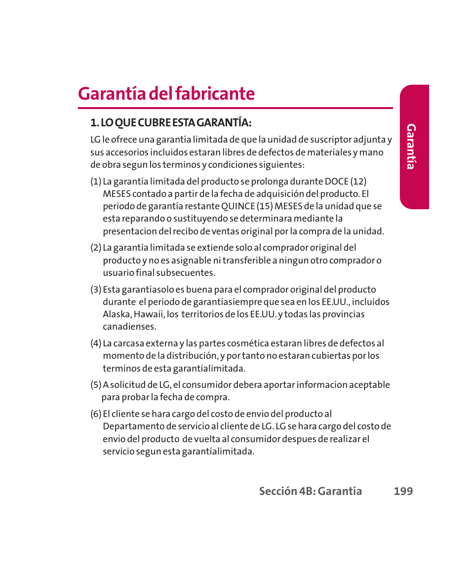 Garantía del fabricante, Gar an tнa | LG 160 User Manual | Page 409 / 416