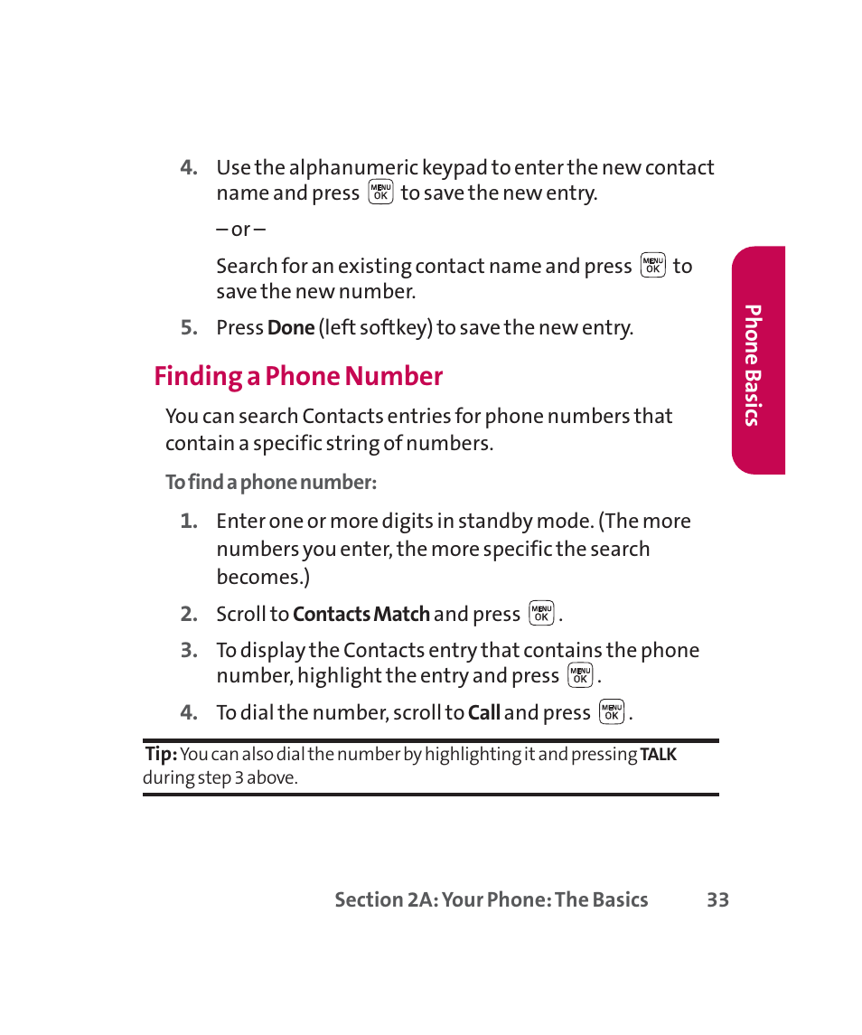 Finding a phone number | LG 160 User Manual | Page 46 / 416