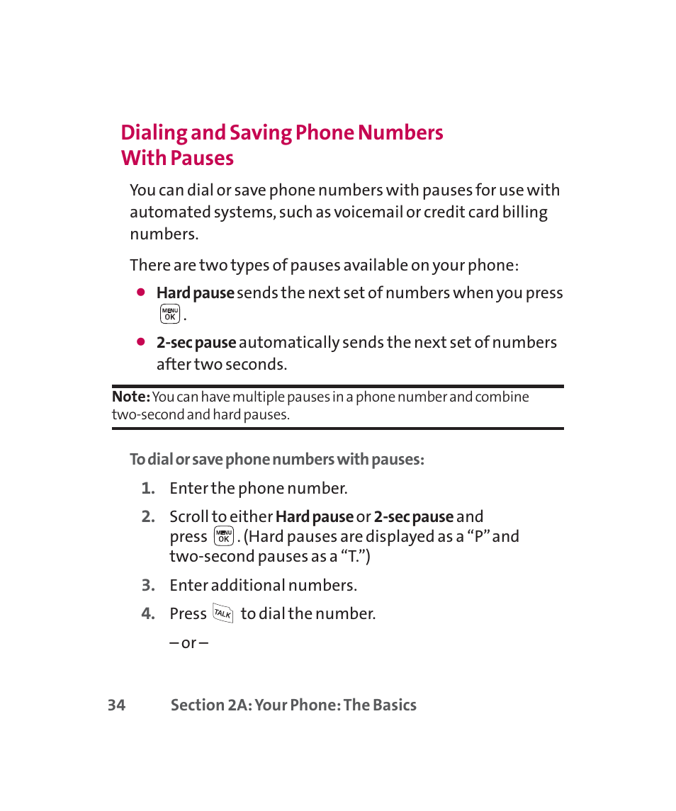 Dialing and saving phone numbers with pauses | LG 160 User Manual | Page 47 / 416