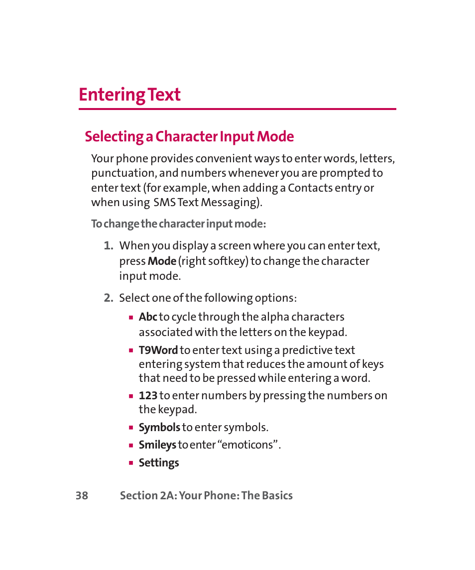 Entering text, Selecting a character input mode | LG 160 User Manual | Page 51 / 416