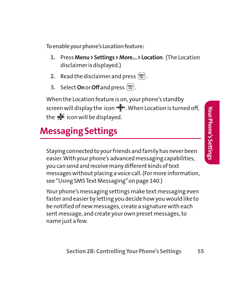 Messaging settings | LG 160 User Manual | Page 68 / 416