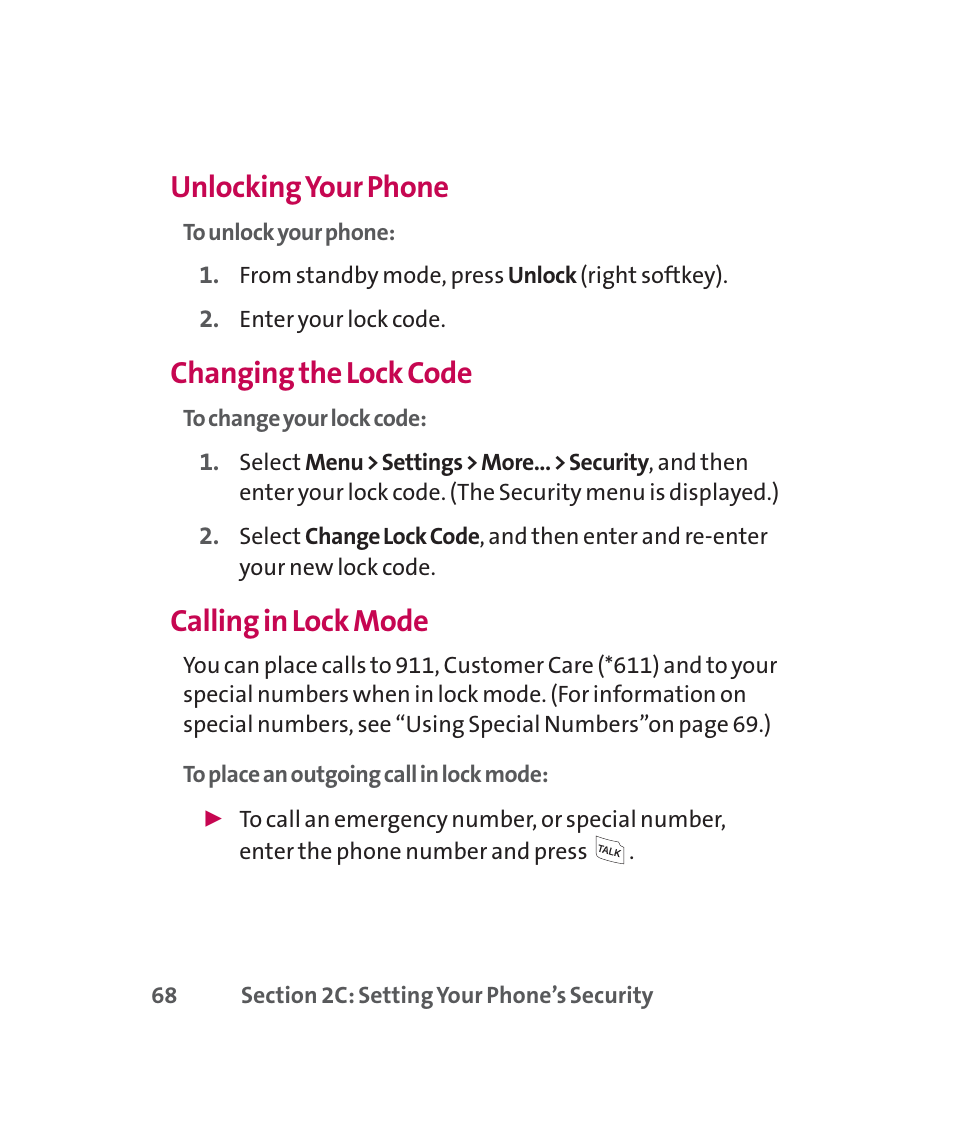 Unlocking your phone, Changing the lock code, Calling in lock mode | LG 160 User Manual | Page 81 / 416