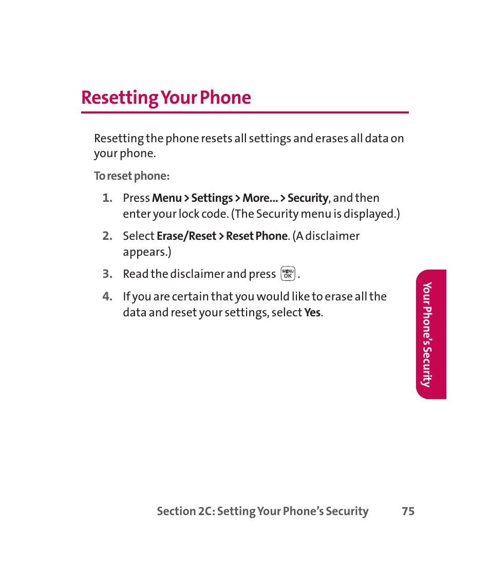 Resetting your phone | LG 160 User Manual | Page 88 / 416