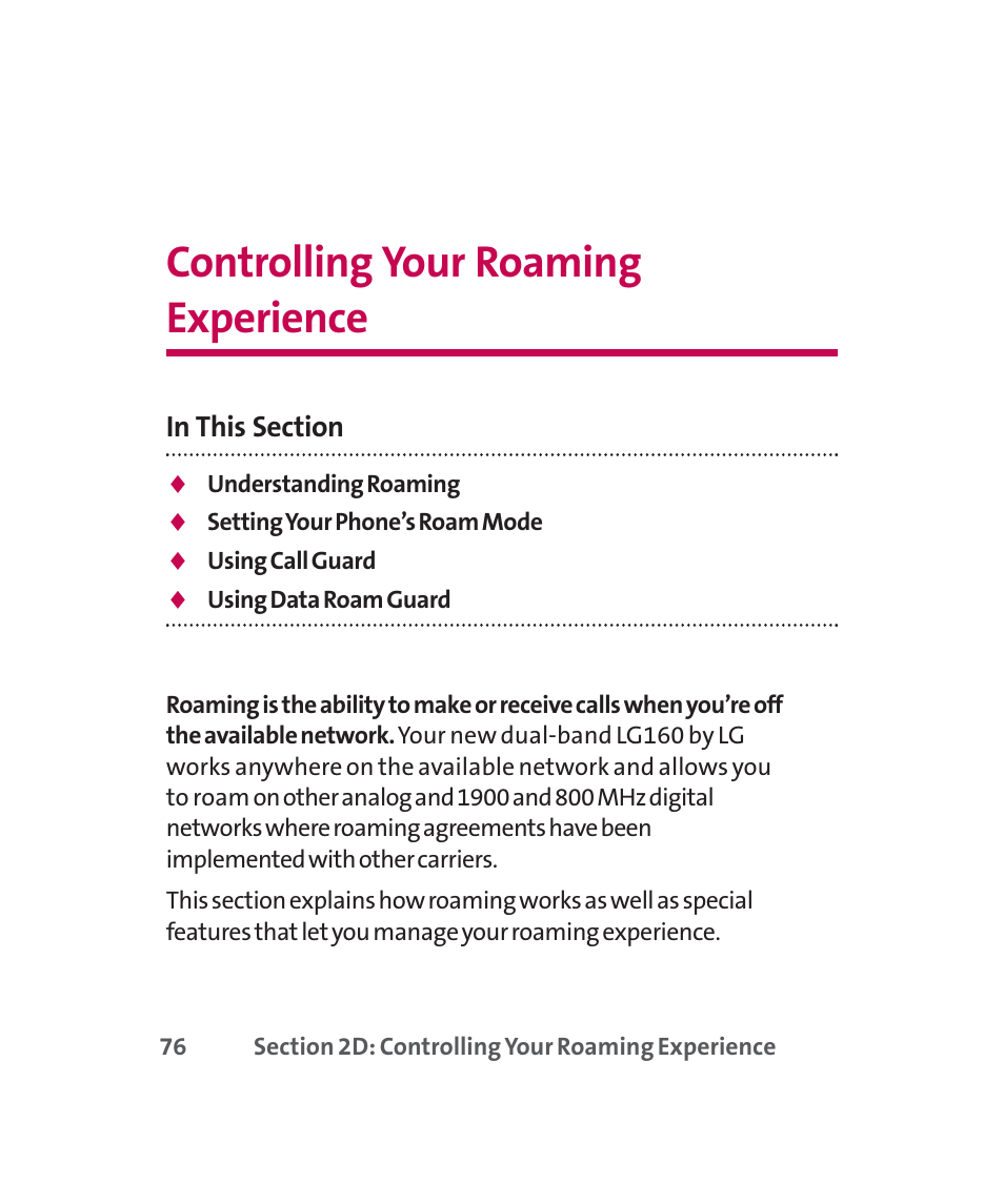 Controlling your roaming experience | LG 160 User Manual | Page 89 / 416