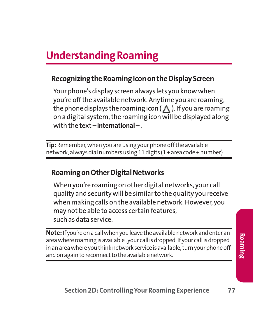 Understanding roaming | LG 160 User Manual | Page 90 / 416