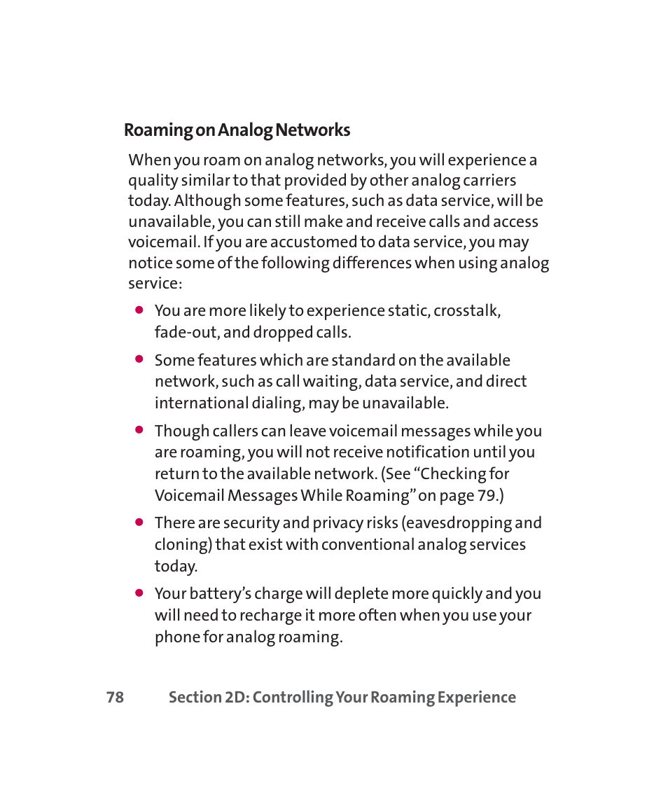 Roaming on analog networks | LG 160 User Manual | Page 91 / 416