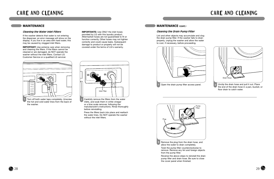 Maintenance | LG WM2487H*MA User Manual | Page 15 / 37