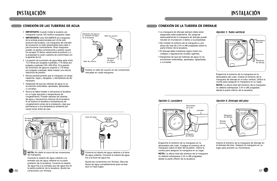 I n s ta l ac i ó n | LG WM2487H*MA User Manual | Page 24 / 37