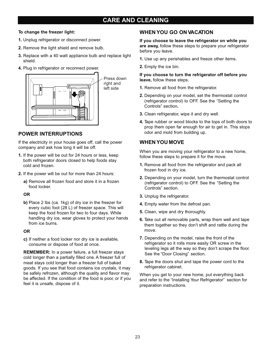 Care and cleaning | LG LRT 1933 User Manual | Page 23 / 33