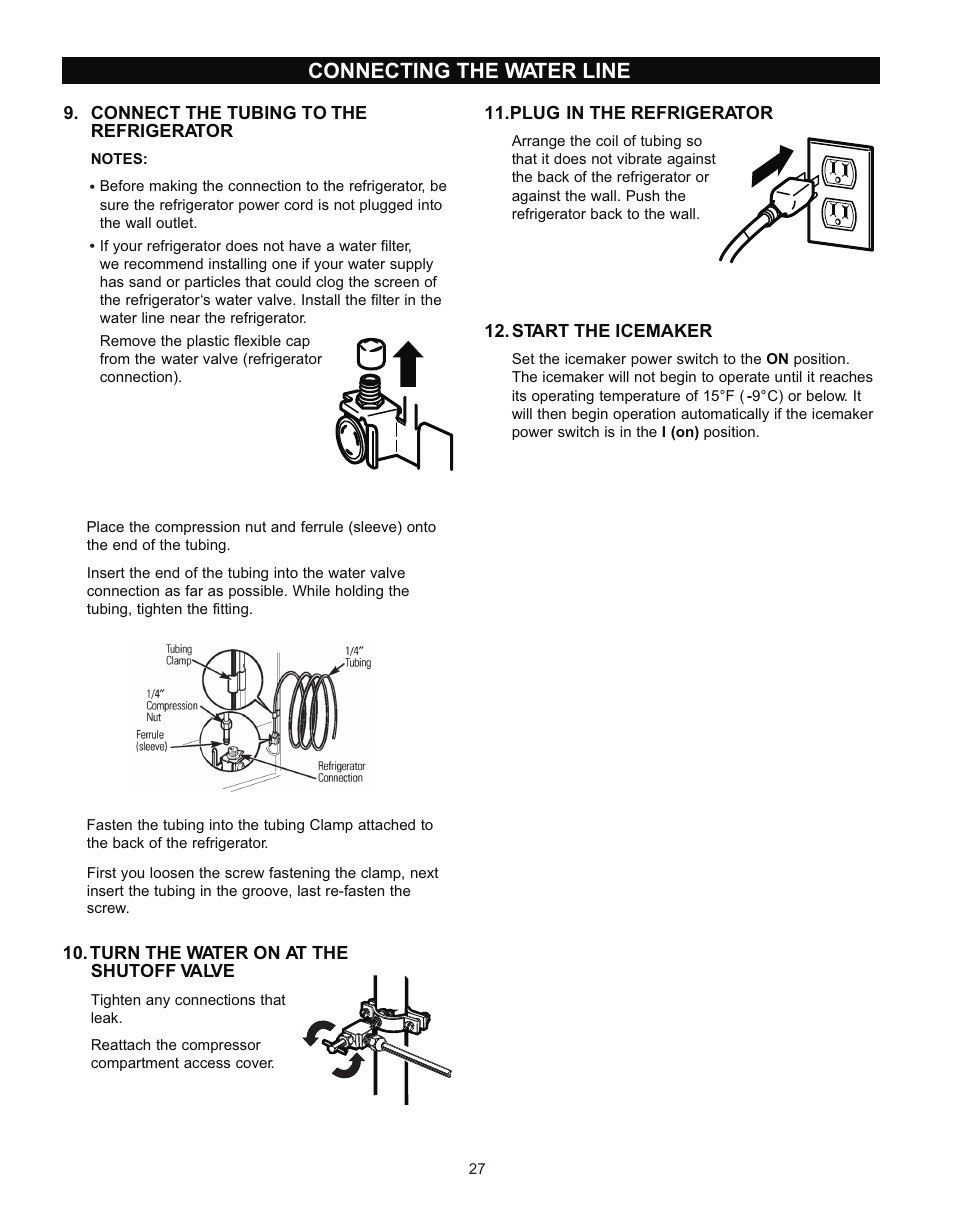 Connecting the water line | LG LRT 1933 User Manual | Page 27 / 33