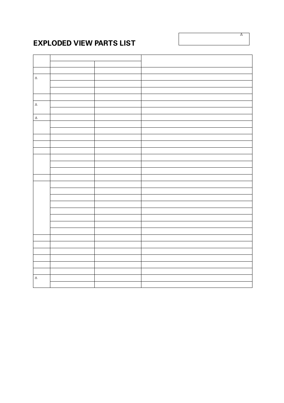 Exploded view parts list | LG CT-25/29M60VE/VQ User Manual | Page 23 / 33