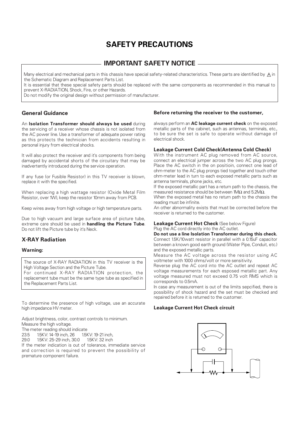 Safety precautions, Important safety notice | LG CT-25/29M60VE/VQ User Manual | Page 3 / 33